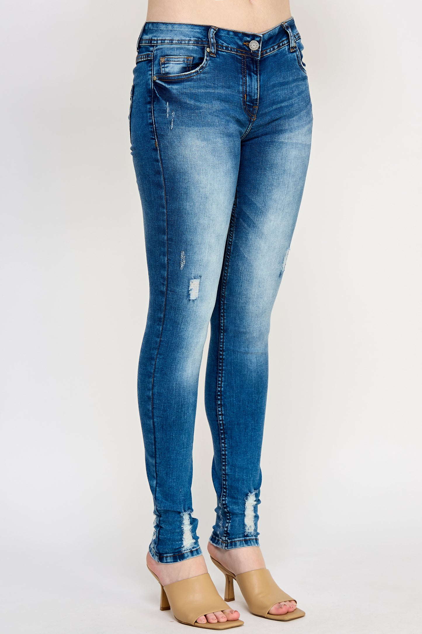 Ripped Straight Fit Denim Jeans