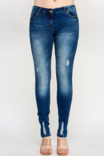 Load image into Gallery viewer, Ripped Denim Skinny Mid Rise Jeans