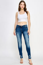 Load image into Gallery viewer, Ripped Denim Skinny Mid Rise Jeans