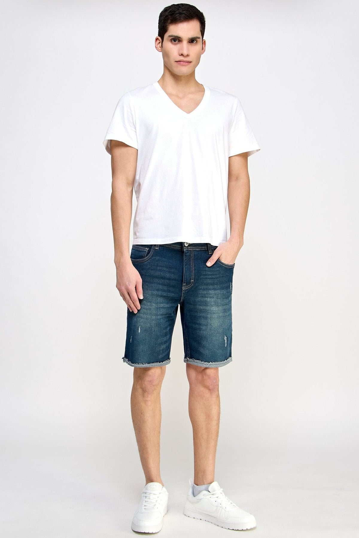 Fraying Denim Shorts - MEN's Shorts - UrbanKoach