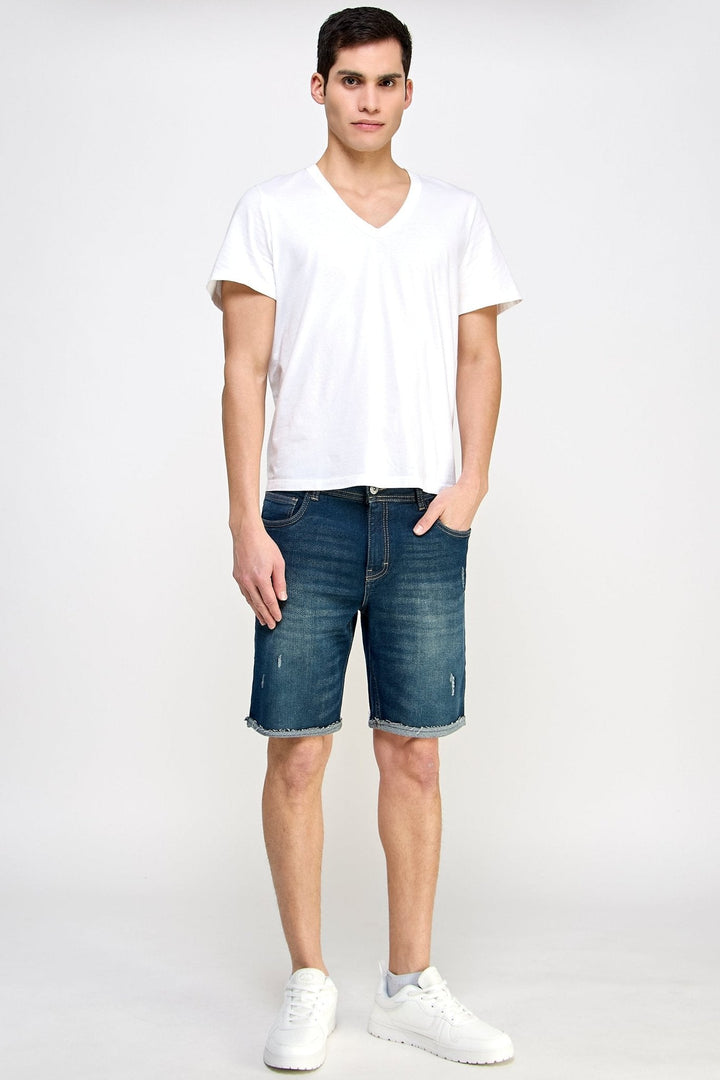 Fraying Denim Shorts - MEN's Shorts - UrbanKoach