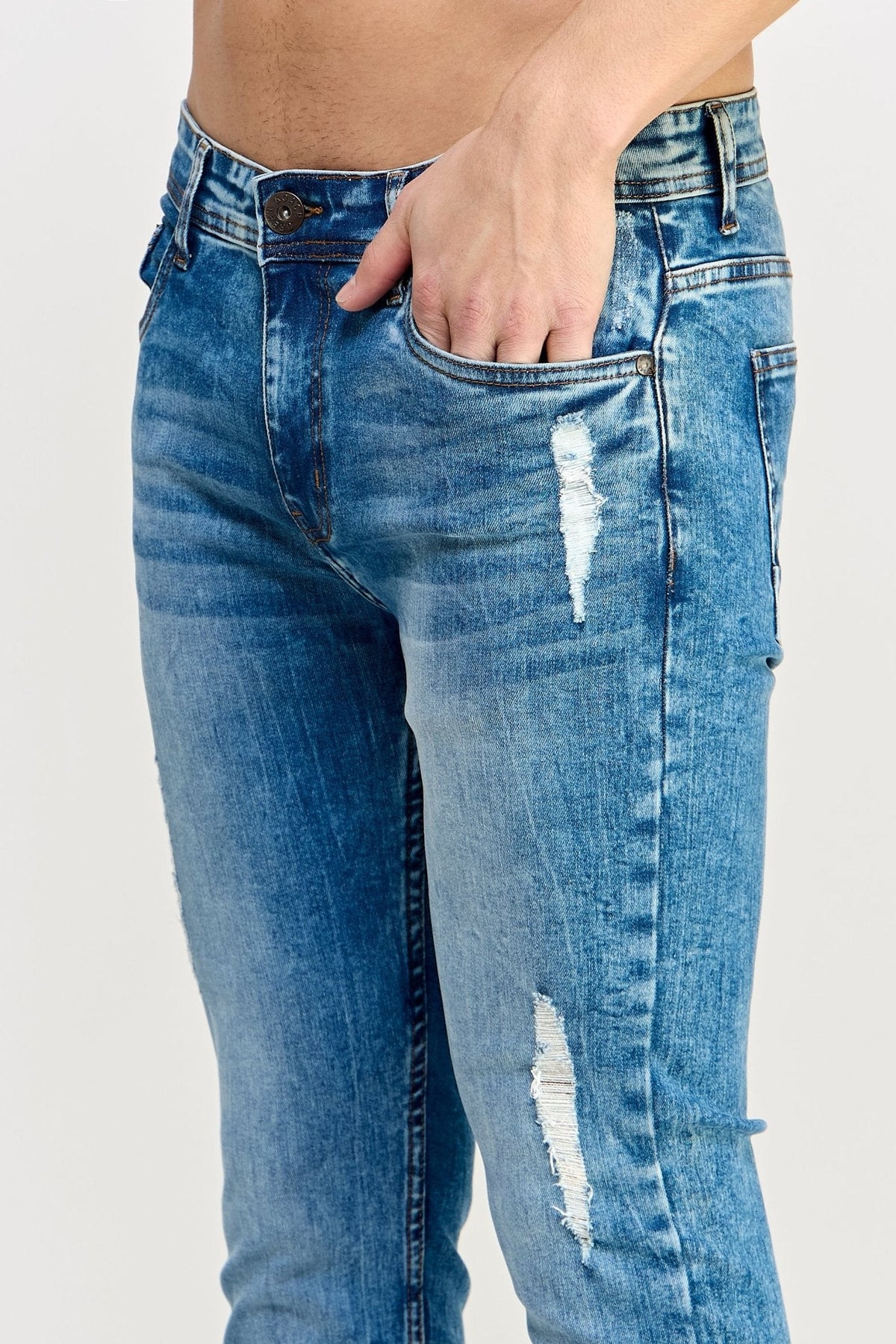 Ripped Blue Jeans - MEN's Trousers - UrbanKoach