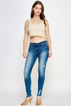Ripped Straight Fit Denim Jeans - Ladies Trousers - UrbanKoach