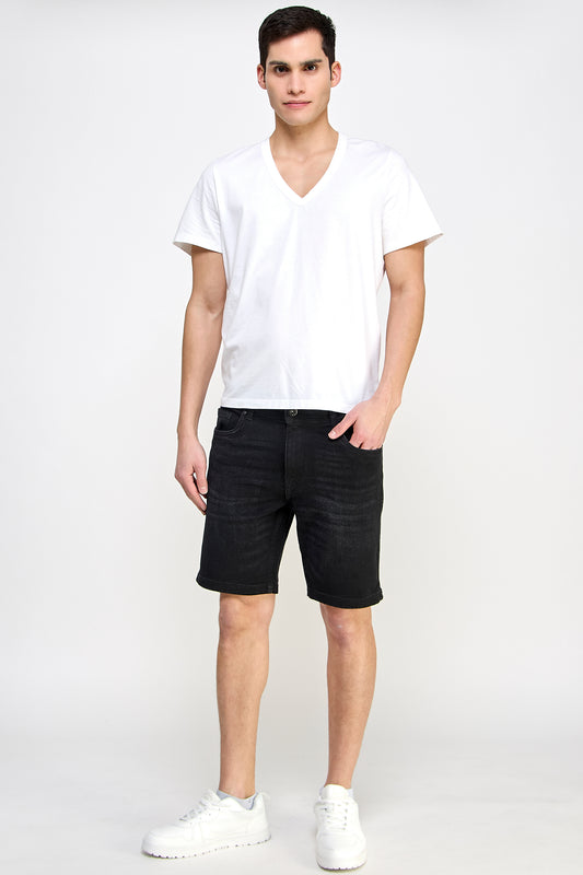 Basic Black Denim Shorts