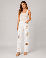 Load image into Gallery viewer, Sunflower Canvas Embroidered Straight-Leg Jeans