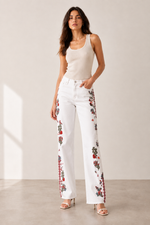 Load image into Gallery viewer, Rose Trellis White Straight-Leg Jeans