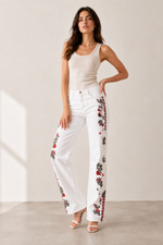 Load image into Gallery viewer, Rose Trellis White Straight-Leg Jeans