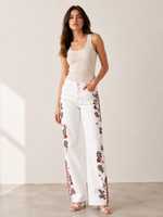 Load image into Gallery viewer, Rose Trellis White Straight-Leg Jeans