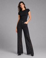 Load image into Gallery viewer, Black Diamond Crochet Slim-Leg Jeans