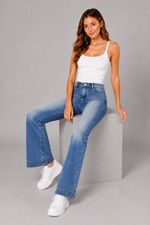 Load image into Gallery viewer, Med Blue Rhinestone Denim Jeans