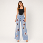 Load image into Gallery viewer, Plaid Riot Distressed Wide-Leg Jeans