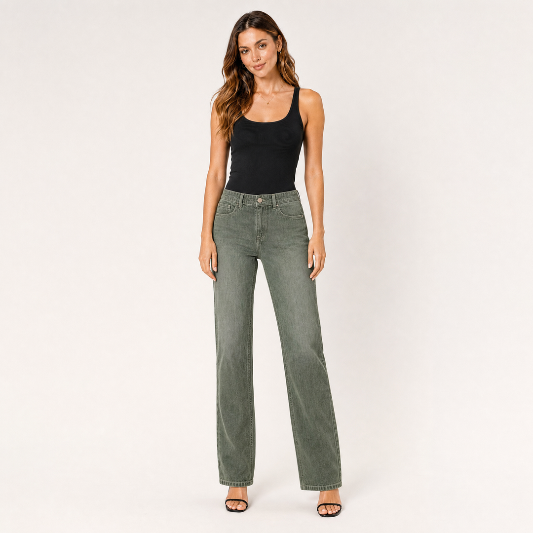 Moss Wash Straight-Leg Jeans