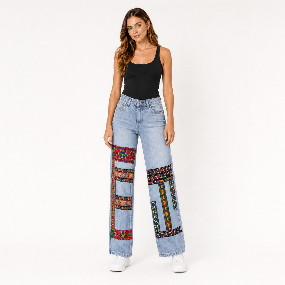 Mosaic Trail Straight-Leg Jeans