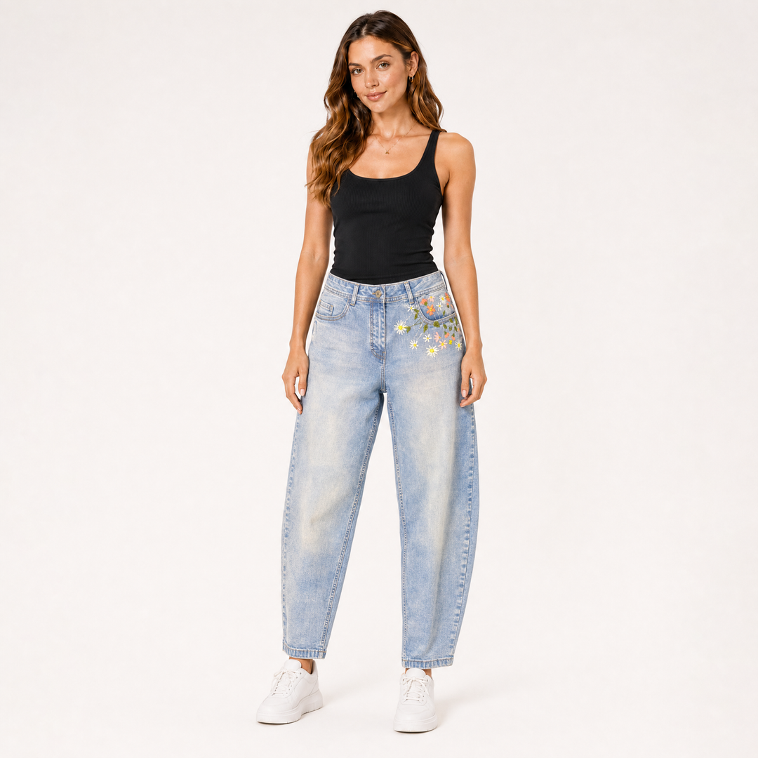 Wildflower Barrel-Leg Jeans