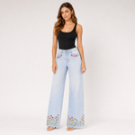 Load image into Gallery viewer, Garden Party Embroidered Wide-Leg Jeans