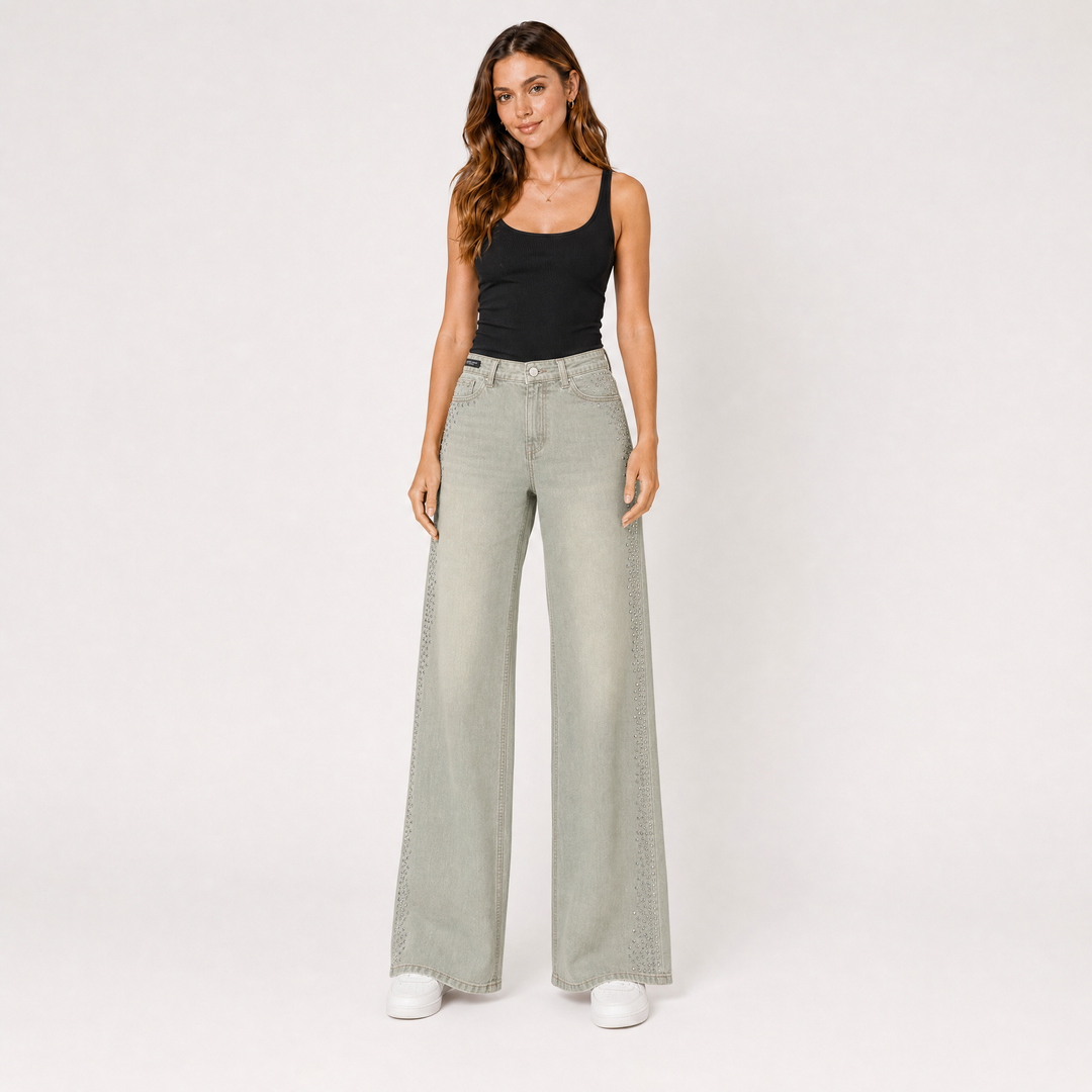 Stonewashed Aura Wide-Leg Jeans