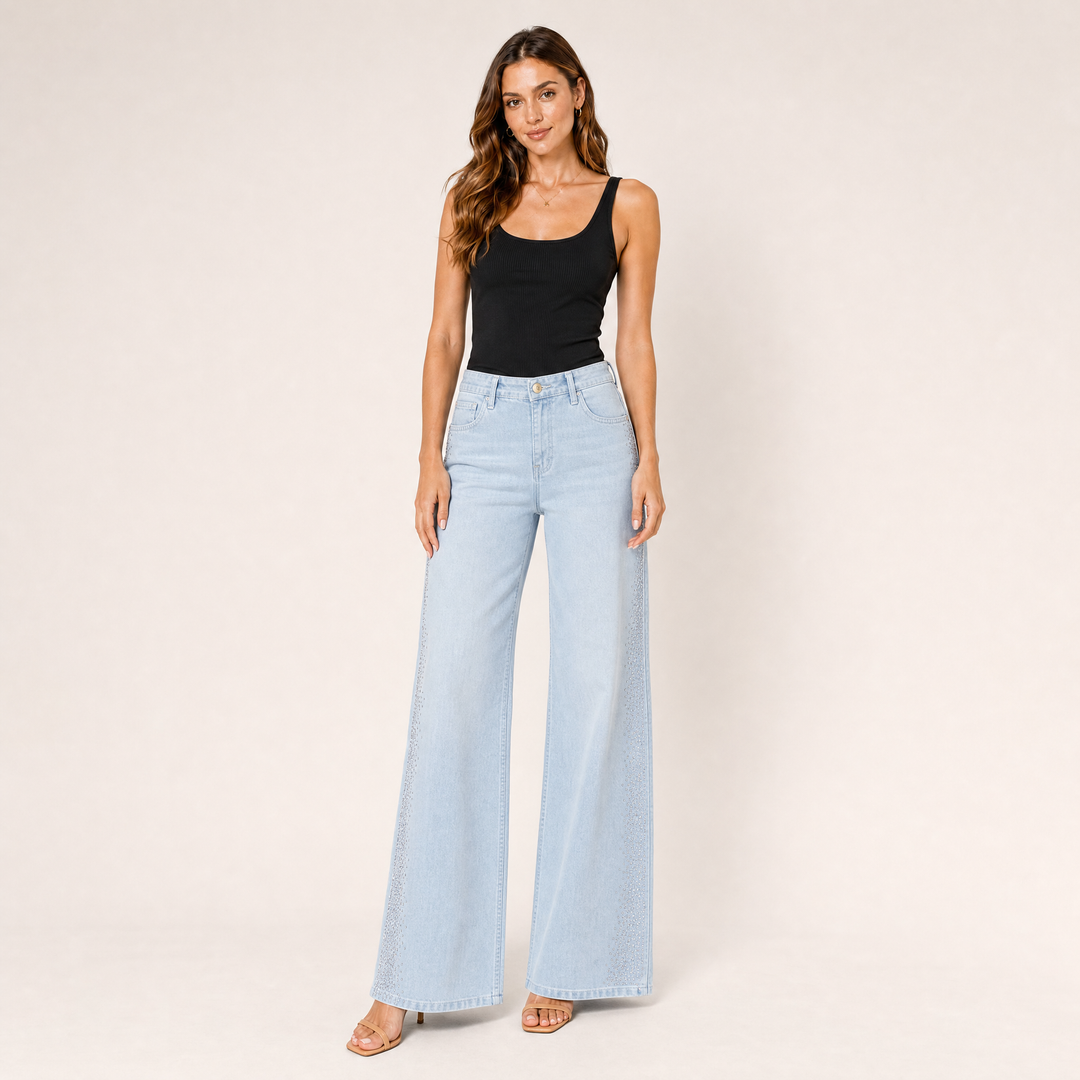 Sideglow Crystal Wide-Leg Jeans