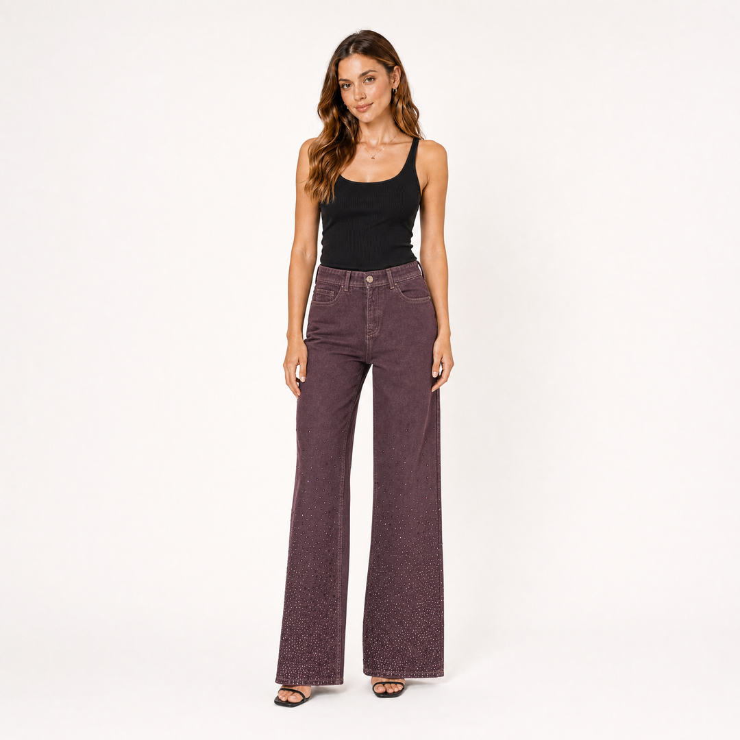 Plum Stardust Wide-Leg Jeans