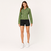 Olive Spark Slim Denim Jacket