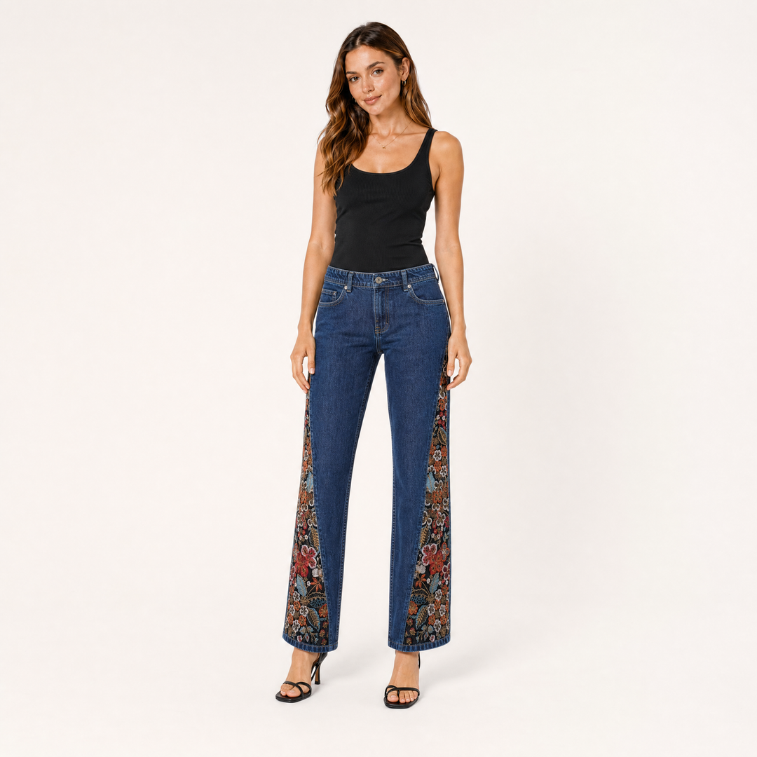 Midnight Tapestry Slim-Leg Jeans