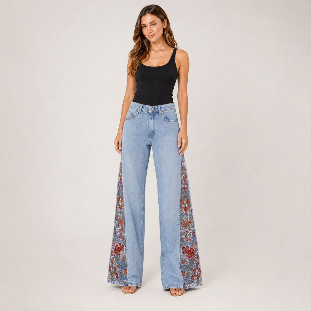 Bluebell Tapestry Wide-Leg Jeans