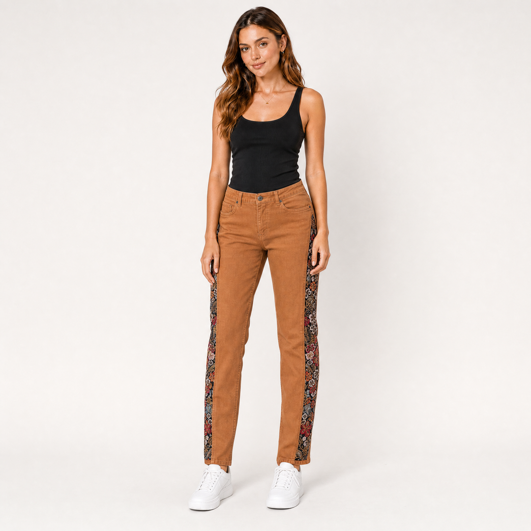 Terracotta Tapestry Slim-Leg Jeans