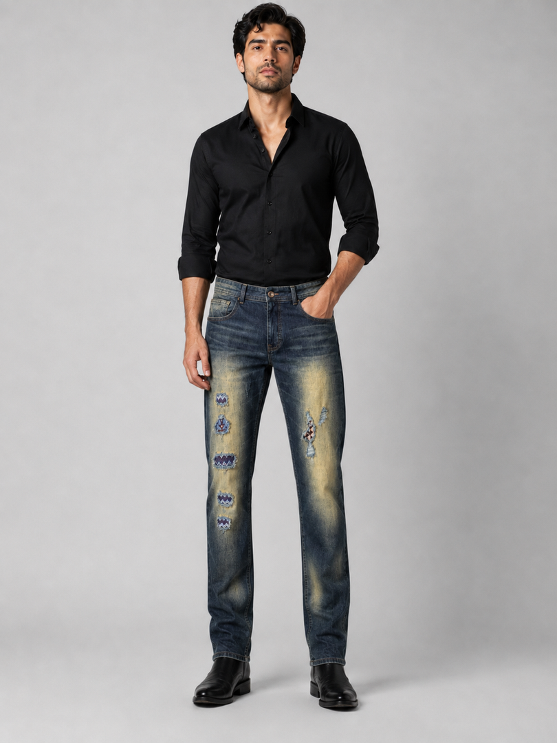 Iron Ridge Distressed Men's Straight-Leg Jeans