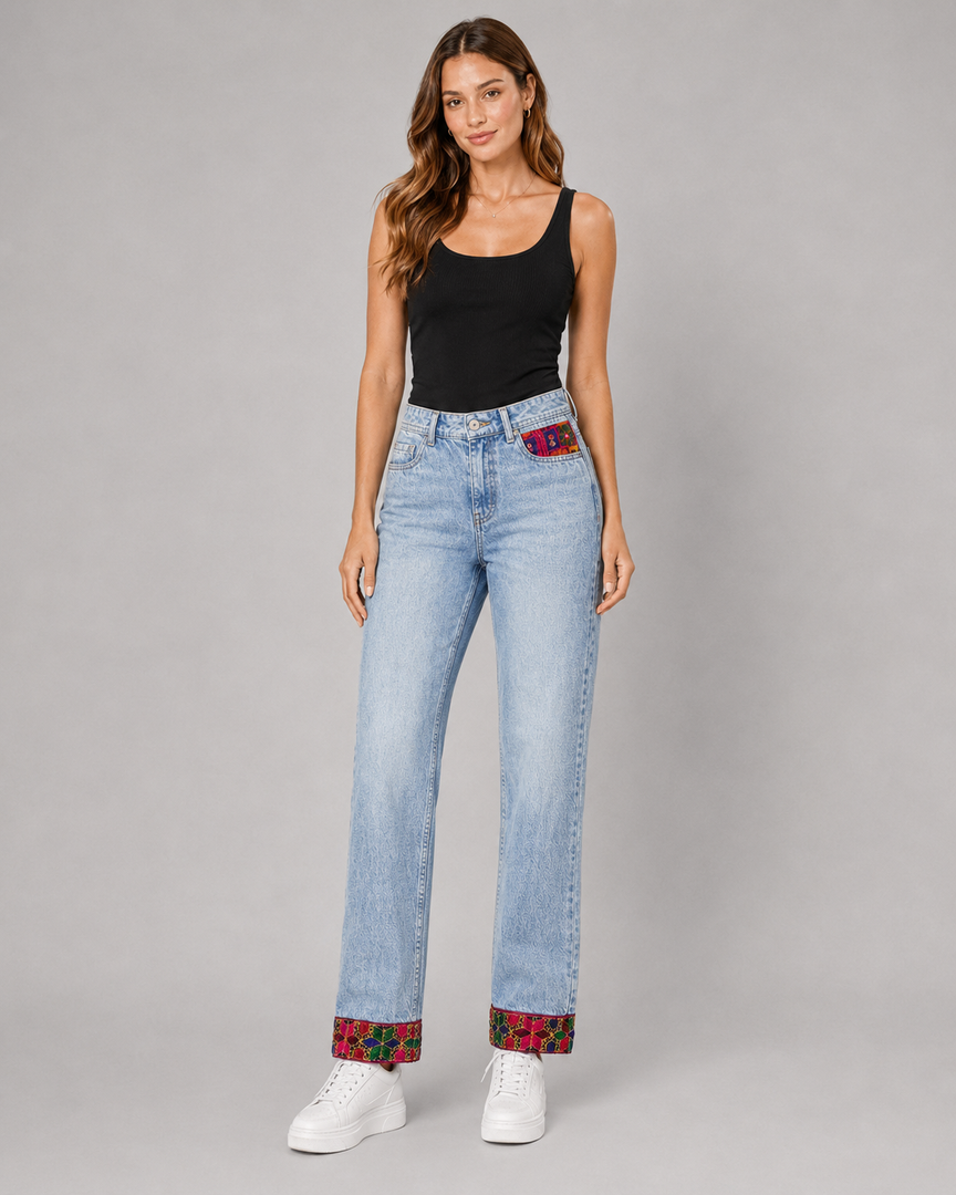 Festival Trim Cropped Denim Jacket