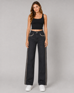 Load image into Gallery viewer, Noir Arc Embellished Straight-Leg Jeans