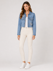 Crystal Wash Cropped Denim Jacket