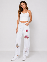 Load image into Gallery viewer, Garden Stitch White Straight-Leg Jeans