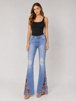 Load image into Gallery viewer, Scarlet Prairie Embroidered Flare Jeans