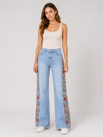 Load image into Gallery viewer, Prairie Rose Embroidered Wide-Leg Jeans