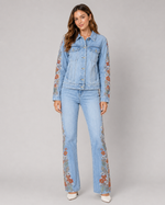 Load image into Gallery viewer, Prairie Rose Embroidered Denim Jacket