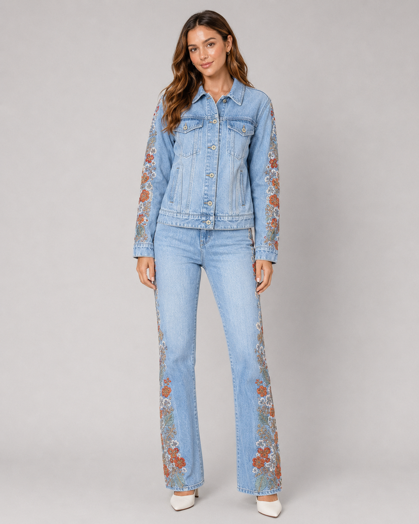 Prairie Rose Embroidered Denim Jacket