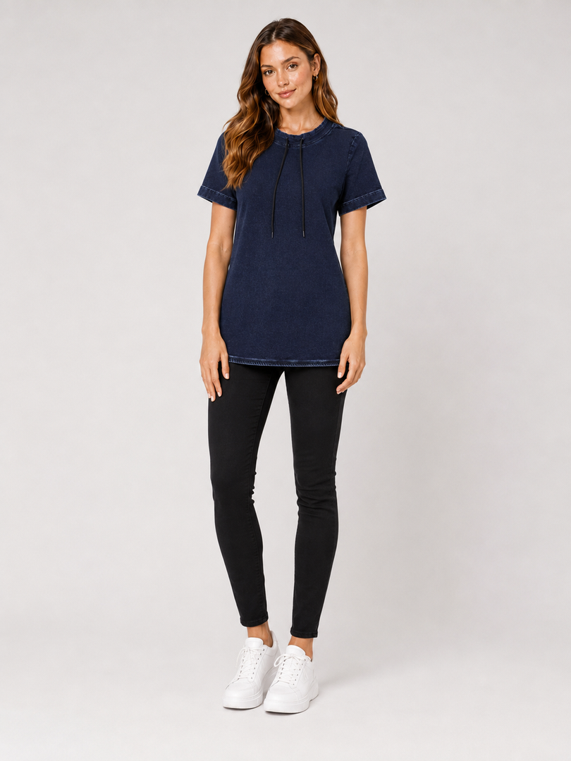 Nightfall Short-Sleeve Denim Sweatshirt