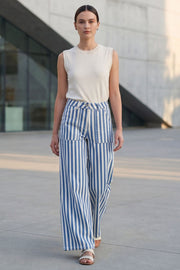 Blue Stripes Wide Leg Jean