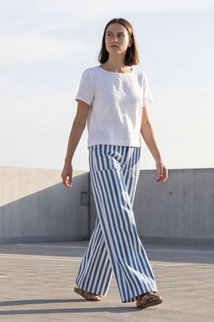 Blue Stripes Wide Leg Jean