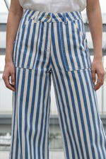 Load image into Gallery viewer, Blue Stripes Wide Leg Jean