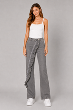 Load image into Gallery viewer, Silver Ruffle Straight-Leg Jeans