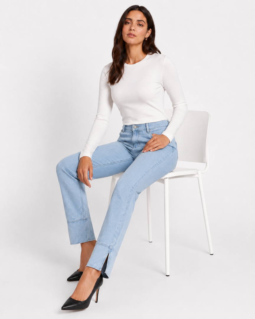Slant Line Denim Jeans