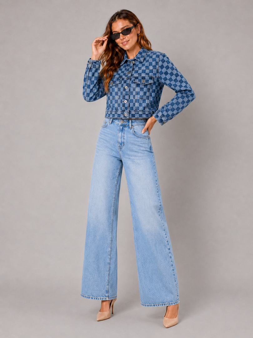Ornate Indigo Jacquard Denim