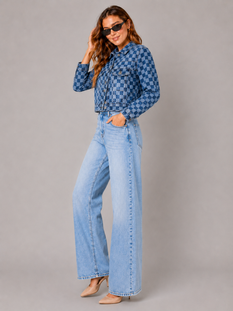 Ornate Indigo Jacquard Denim