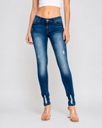 Load image into Gallery viewer, Ripped Denim Skinny Mid Rise Jeans