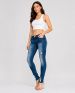 Load image into Gallery viewer, Ripped Denim Skinny Mid Rise Jeans