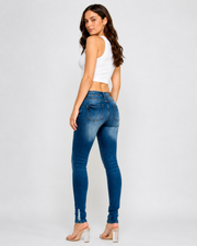 Ripped Denim Skinny Mid Rise Jeans