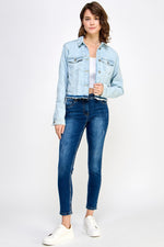 Load image into Gallery viewer, Ladies denim Jacket Frayed hem - UrbanKoach
