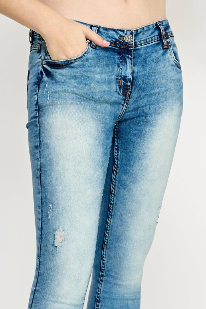 Mid - Blue Denim Jeans - Ladies Trousers - UrbanKoach