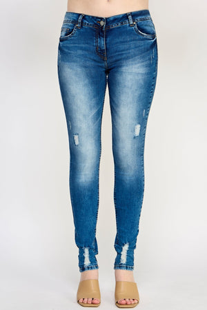 Ripped Straight Fit Denim Jeans - Ladies Trousers - UrbanKoach