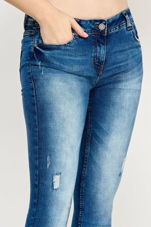 Ripped Straight Fit Denim Jeans - Ladies Trousers - UrbanKoach